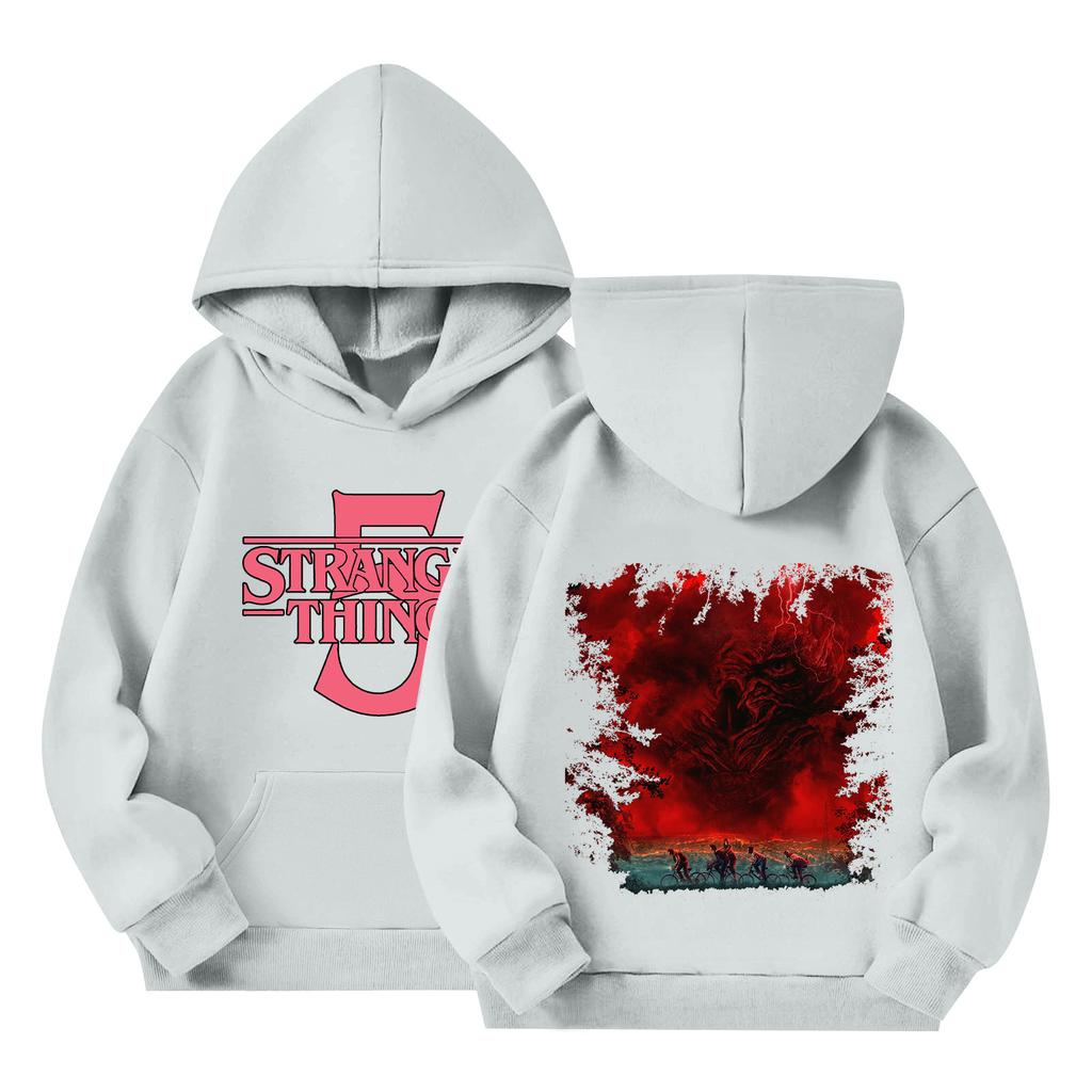 Детский пуловер с длинным рукавом, свободного кроя, с принтом букв, капюшоном на шнурке