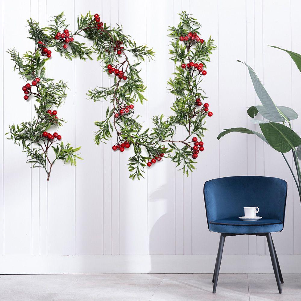 Свадебный венок для вечеринки Искусственные красные ягоды Шишки Виноградная лоза Рождественская декоративная гирлянда
