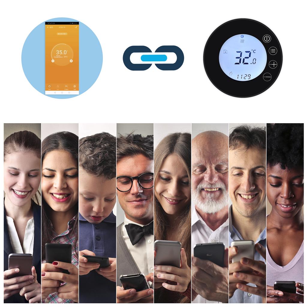 Tuya WiFi ЖК-дисплей Интеллектуальный термостат Программируемый контроллер температуры Управление через приложение