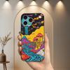 Trippy Plant Mushroom Case For iPhone 12,14,15,16,17,13,11,X,Mini,Plus,Pro Max,8,7,XR,SE,XS,Soft Silicone Black