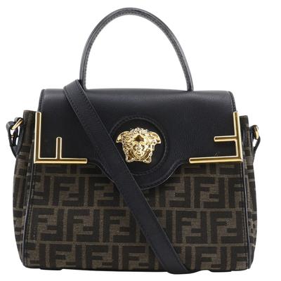 Сумка La Medusa Zucca x Versace Fender 2WAY через плечо Черный / Коричневый Нейлоновый канвас/кожа Женская Б/у