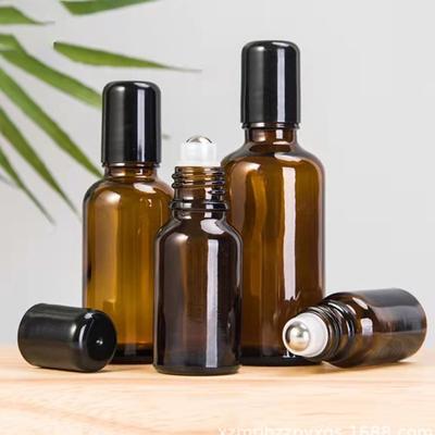 Бутылка с вращающимся шариком цвета чая, оригинальный флакон для косметического раствора, маленькая бутылка для образцов, светонепроницаемая стеклянная бутылка для эфирного масла