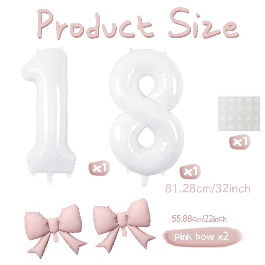 Number balloon set baby pink bow balloon ,white and pink balloon birthday proposal, weddingballoon decoration
