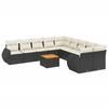 11 piece Garden Sofa Set with Cushions Black Poly Rattan