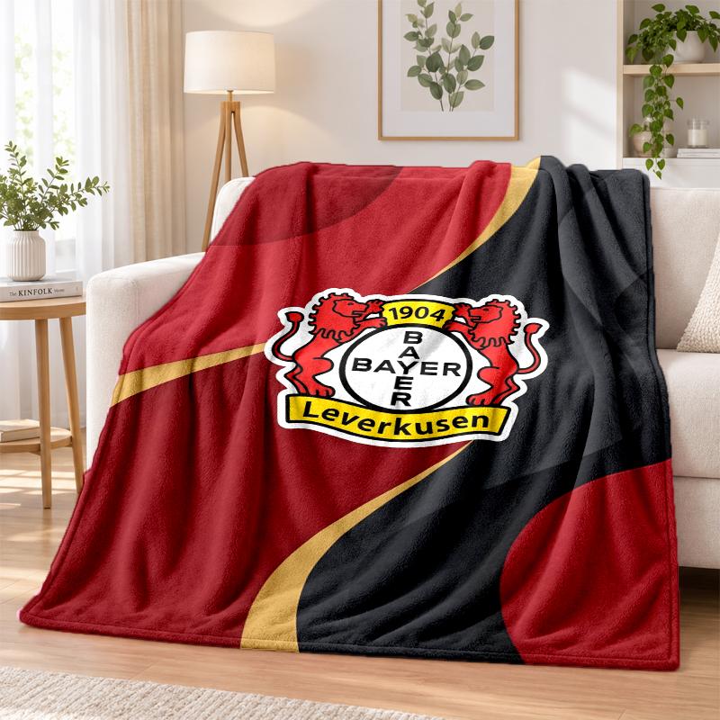 Bayer Leverkusen Football Printed Flannel Blanket Warm Comfort Bed Throw For Indoor Home Decoration