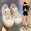 Canvas Thick Baseplate Shoes 2025 Spring and Autumn New Women's Trend Versatile Breathable Biscuit Shoes Light and Non-slip
