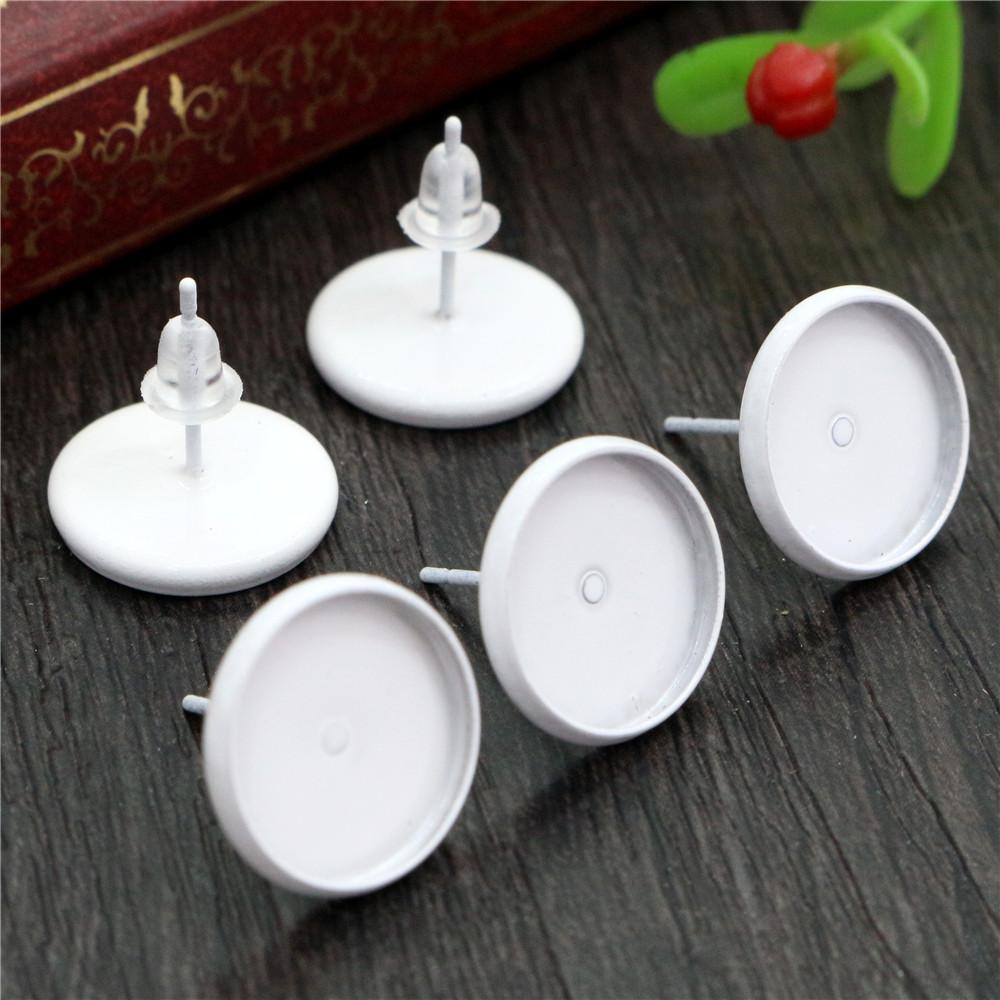 8/10/12mm 20pcs/lot 26 Colors Plated Earring Studs,Earrings Blank/Base,Fit 8-12mm Glass Cabochons,Buttons Earring Bezels