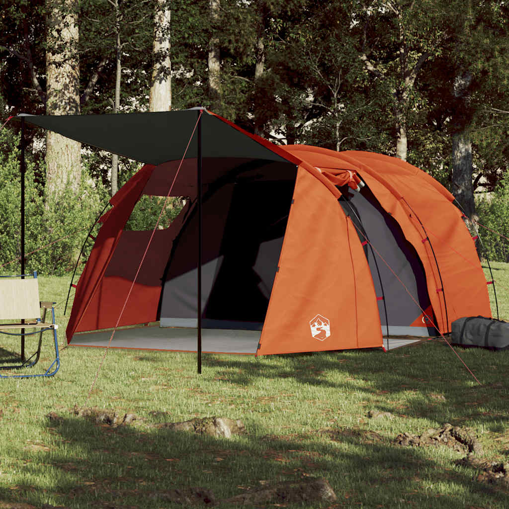 Tunnel Tent for 4 Persons Grey and Orange Waterproof