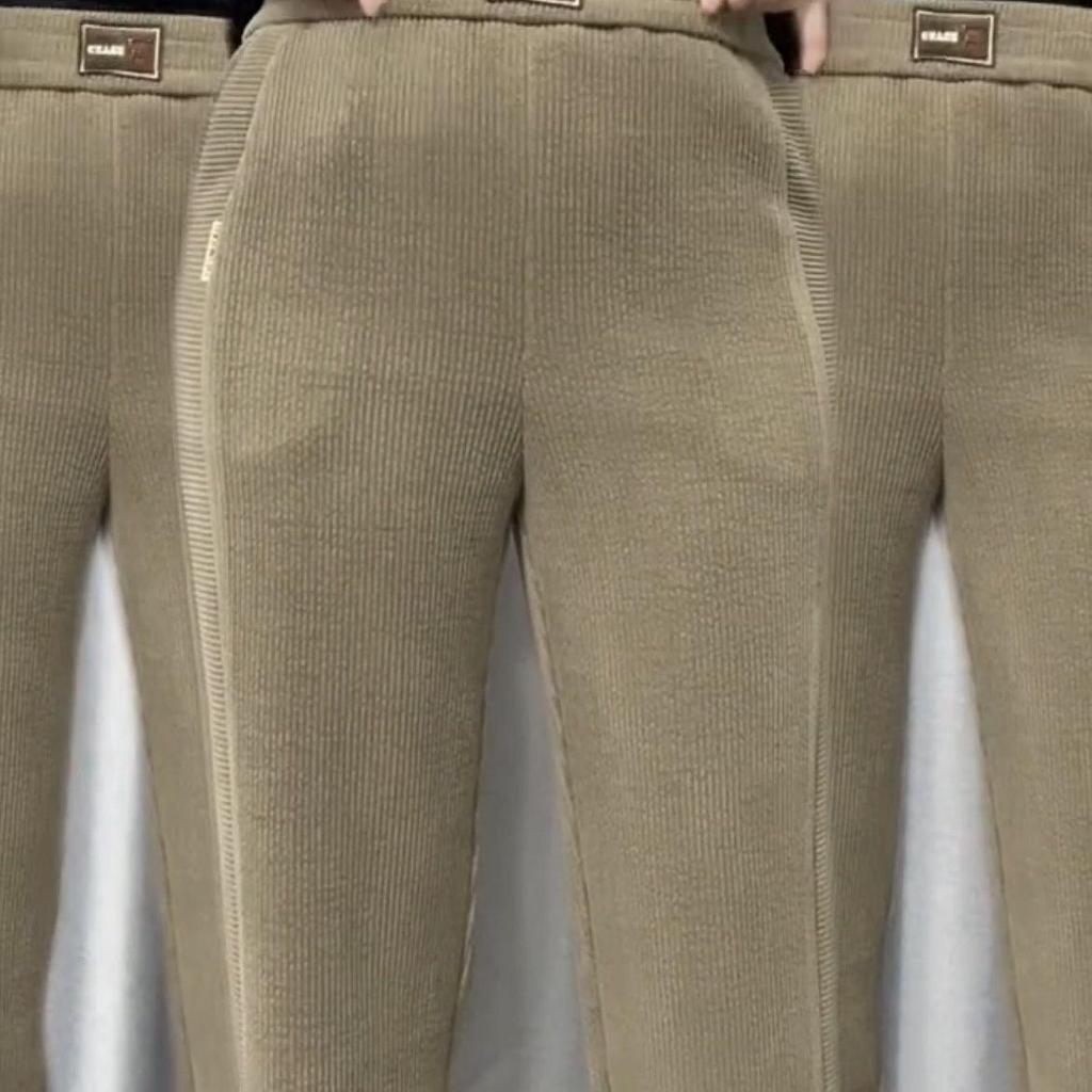 Женские брюки с высокой посадкой, на флисовой подкладке, прямого кроя, осенне-зимняя мода, утолщенные для тепла, стройнящие, свободного повседневного кроя