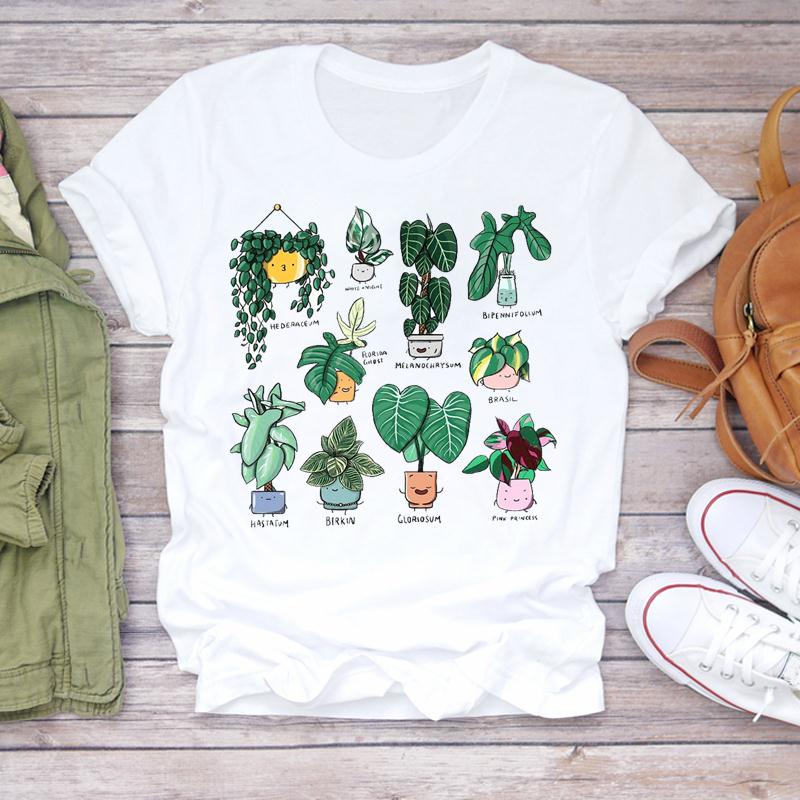 Clothing Fashion Printing 90s Flower Lovely Trend 90s Women Short Sleeve Summer Print Tee Top Tshirt Lady Female Casual Graphic T-shirt