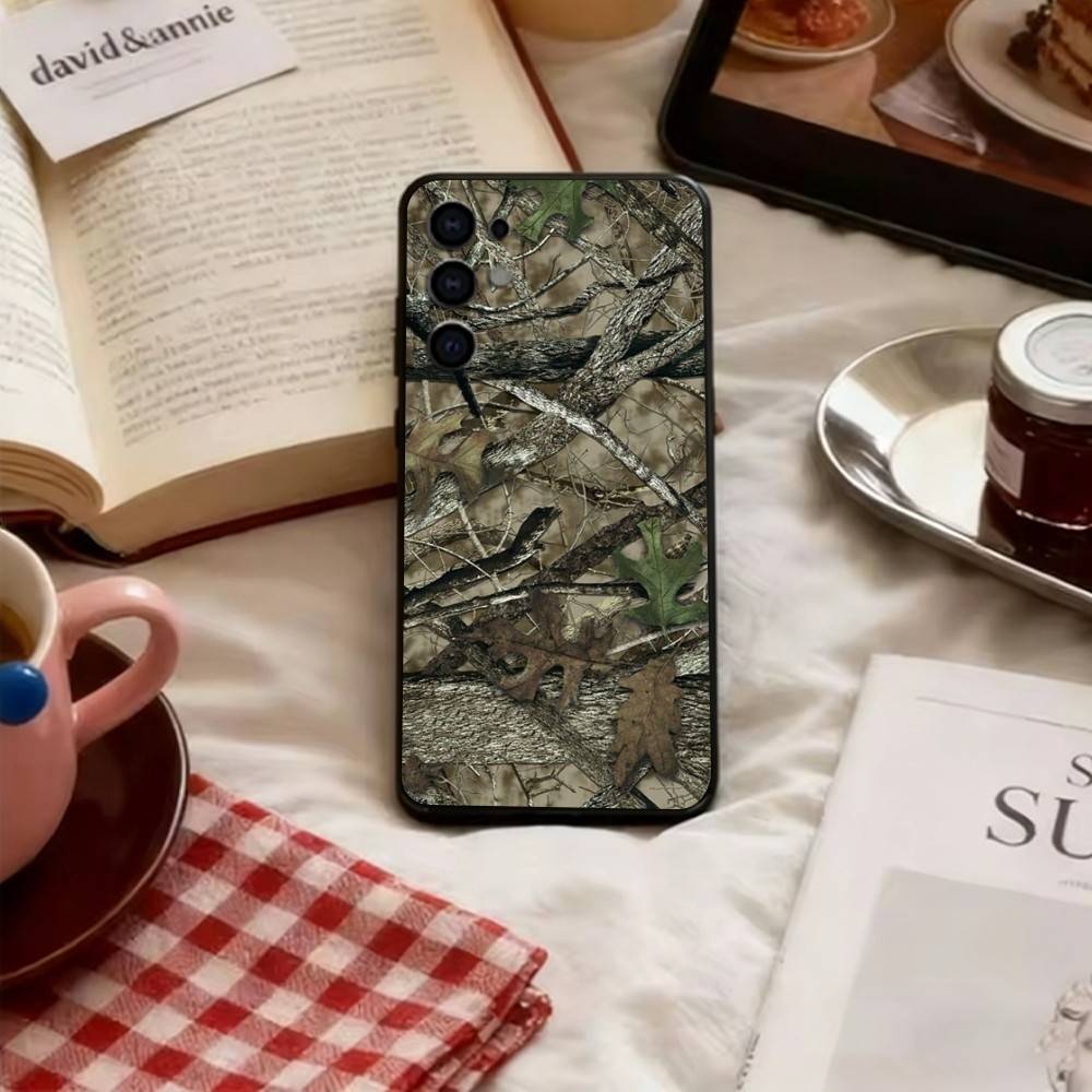 Forest Camouflage Pattern Phone Case For Samsung S25,S24,S21,S22,S23,S30,Ultra,S20,Plus,Fe,Lite,Note,10,Soft Black Cover