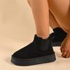 Модные женские зимние плюшевые теплые зимние ботинки однотонные толстые ботильоны без застежек женские повседневные уличные нескользящие туфли на платформе