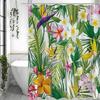 Tropical Plant Flower Shower Curtain, Bathroom Decorative Shower Curtain, Waterproof Shower Curtain with Hooks