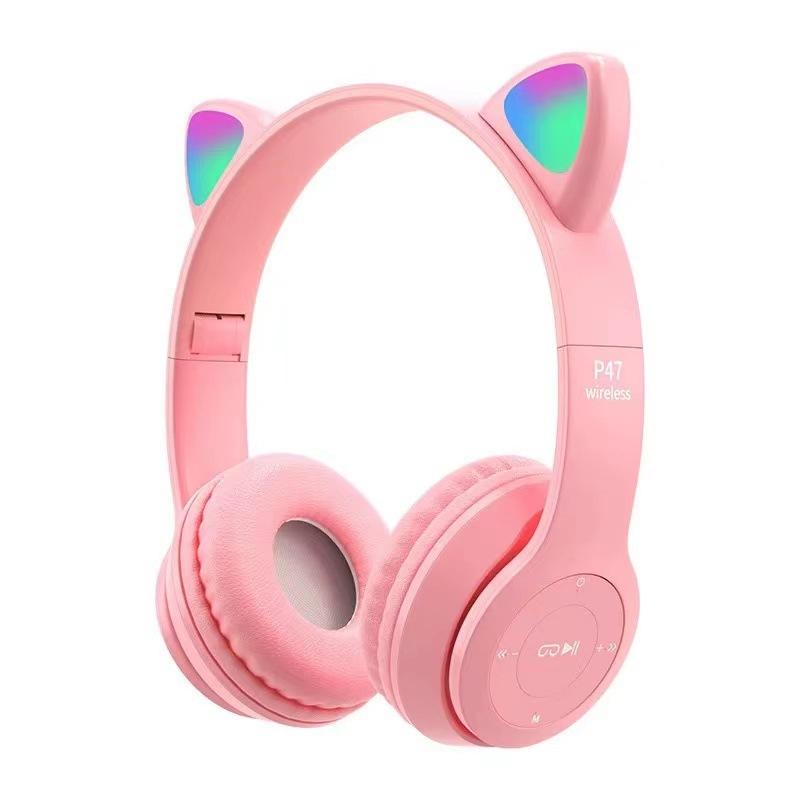 Светящаяся Bluetooth-гарнитура Cat Ear P47M Cartoon Student Wireless Game Headset P47