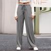Women's Fashion Casual Elastic Drawstring High Waist Textured Wide Leg Straight Pants