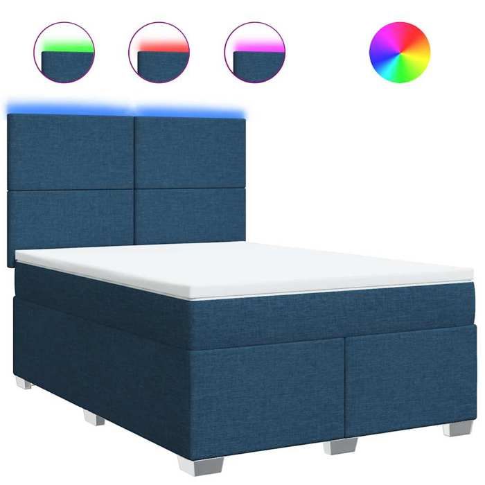 Maison Exclusive - Sommier à lattes de lit avec matelas Bleu 140x190 cm Tissu