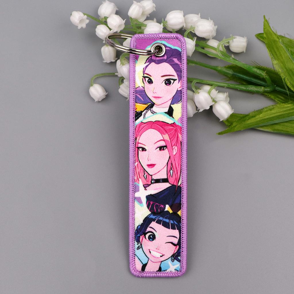 Cool Anime Girls Printing Key Chain for Motorcycles and Cars Key Fobs Holder Key Tag Key Ring Backpack Accessories