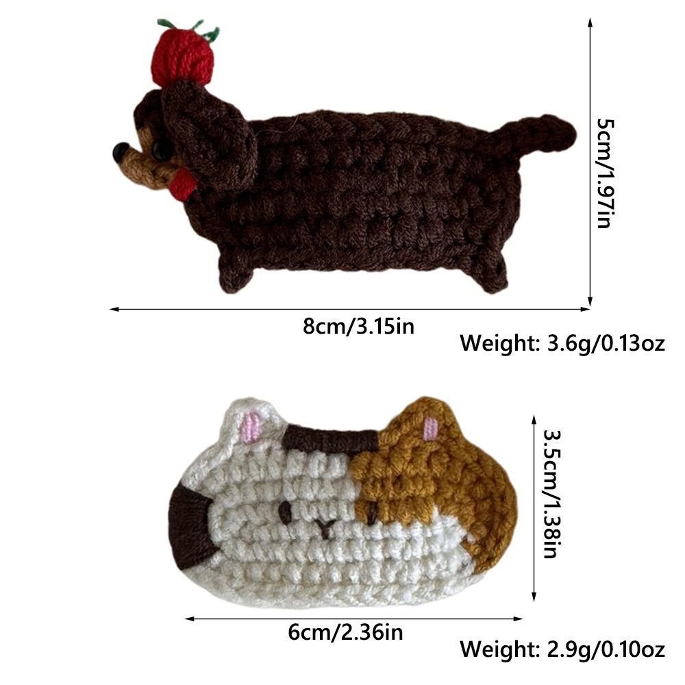 Handmade Crochet Hair Clips Cat Children's Hair Accessories Cute Girls Bangs Clips Unisex