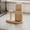Round Disposable Paper Cup Holder Wooden Cup Dispenser Stand Storage Rack  For Kitchen Coffee Bar