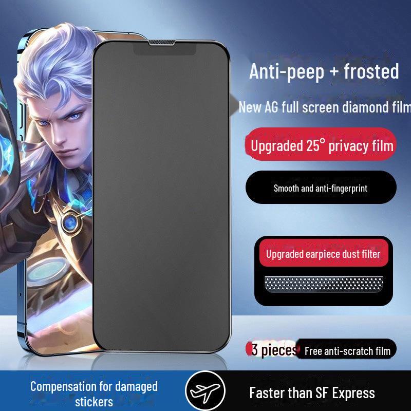 Матовое закаленное защитное стекло для iPhone 11, 13, 14 Pro Max и 15 с пылезащитной сеткой