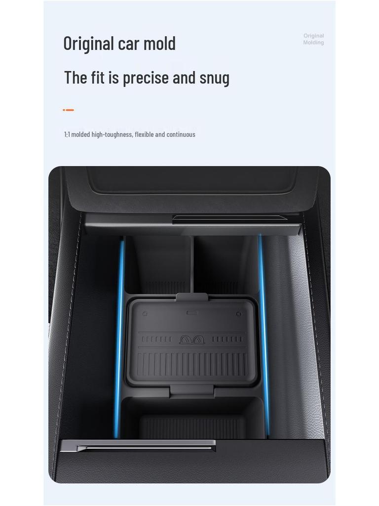 Tesla Central Console Storage Box: Original Car Color, Convenient Silicone Organizer for Lower Console Layer