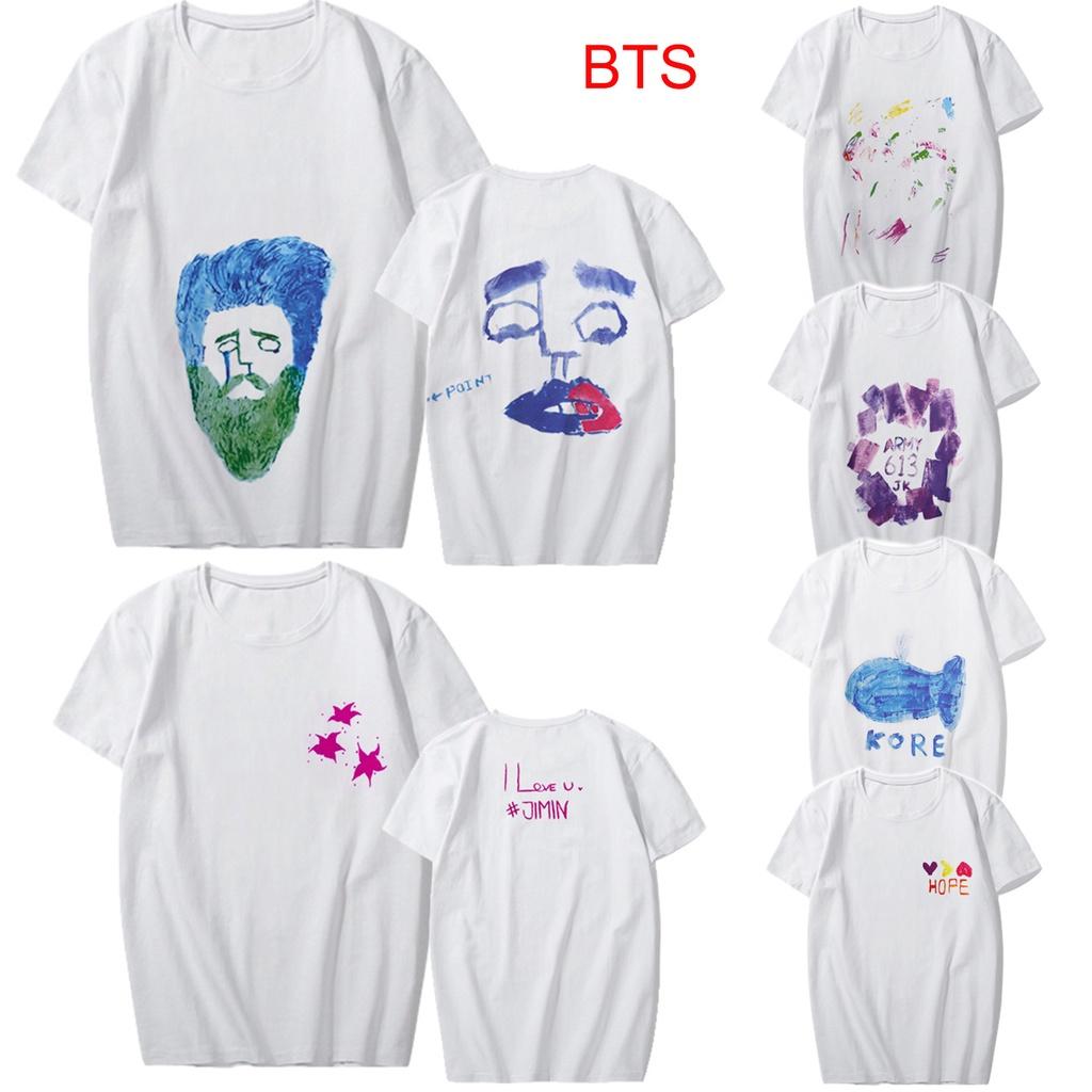 Bts Kpop Graffiti Cotton Tshirt Suga Jimin V Graphic Shirt Unisex Couple Tee S