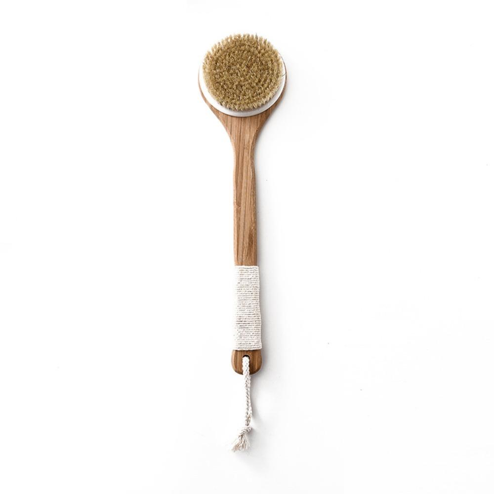 Long Handle Back Scrubber Soft Hair Swine Bristle Bath Brush Durable Bamboo Bath Brush  Home