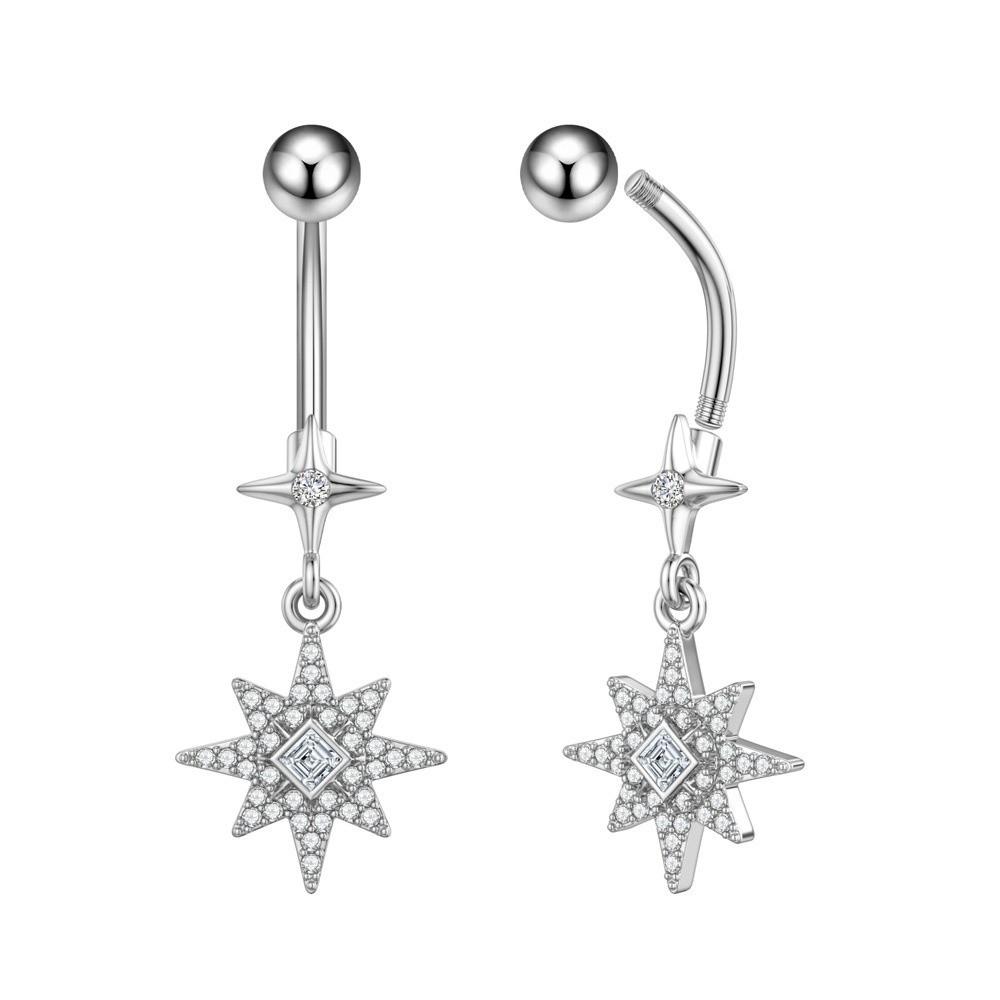 Exquisite Belly Navel Stud Stainless Steel Navel Button Trendy Butterfly Chain Navel Ring Daily