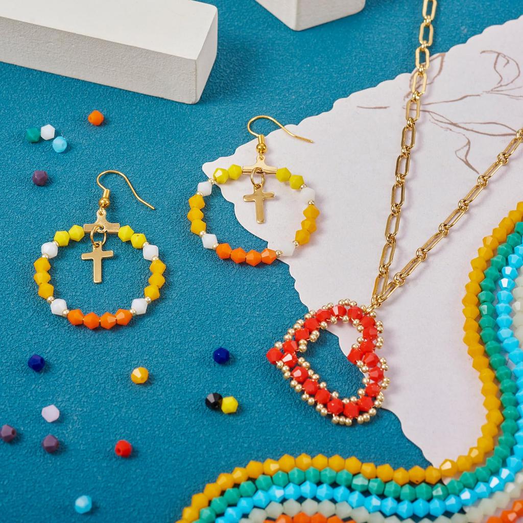 Beadthoven Стеклянные граненые бусины, бусины-абакусы, бусины-биконусы под имитацию нефрита, 4-4.5x3.5-4мм, примерно 1780-1920 штук, цветные граненые стеклянные бусины,