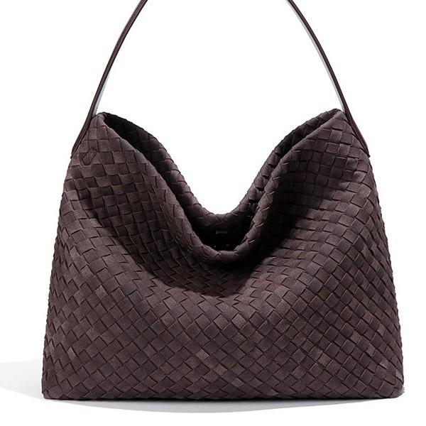 Portable Woven Tote Large Capacity Hand Carry Shoulder Bucket Bag Woven Tote Bag