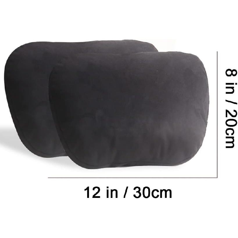 2Pcs Car Seat Pillow Auto Headrest Comfortable Pillows for Travel Interior Accessories(Head,Black)
