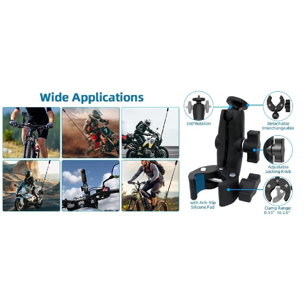 Комплект крепления для мотоцикла для Insta360 X5 X4 X3 X2 RS DJI GoPro Двойной зажим Руль Селфи-палка для Insta 360 Аксессуары для крепления