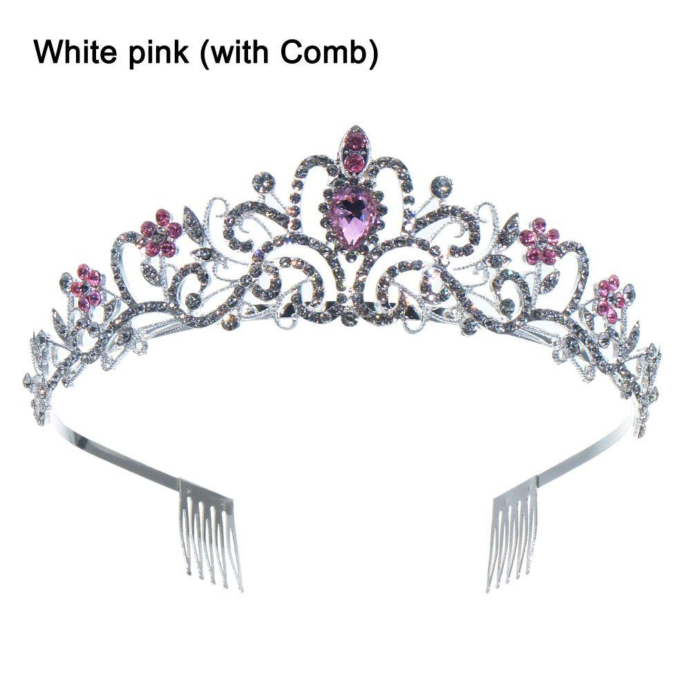 Bridal Hair Accessories Princess Rhinestone Crown with Combs Crystal Headband Silver Tiara Crown