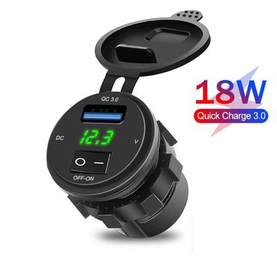 Быстрая зарядка QC 3.0 18 Вт USB автомобильное зарядное гнездо цифровой дисплей вольтметр зарядное гнездо с выключателем ВКЛ-ВЫКЛ для автомобиля мотоцикла 12-24 В