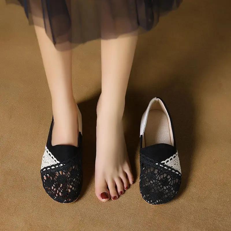 Модная женская обувь Слипоны Круглый носок Не корейский стиль Повседневная Стильная Быстрая доставка Предложение Дешевая ликвидация 39 Женские туфли на плоской подошве