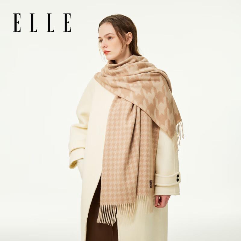 ELLE Подарочный набор: Шарф и шаль в гусиную лапку из 100% шерсти мериноса