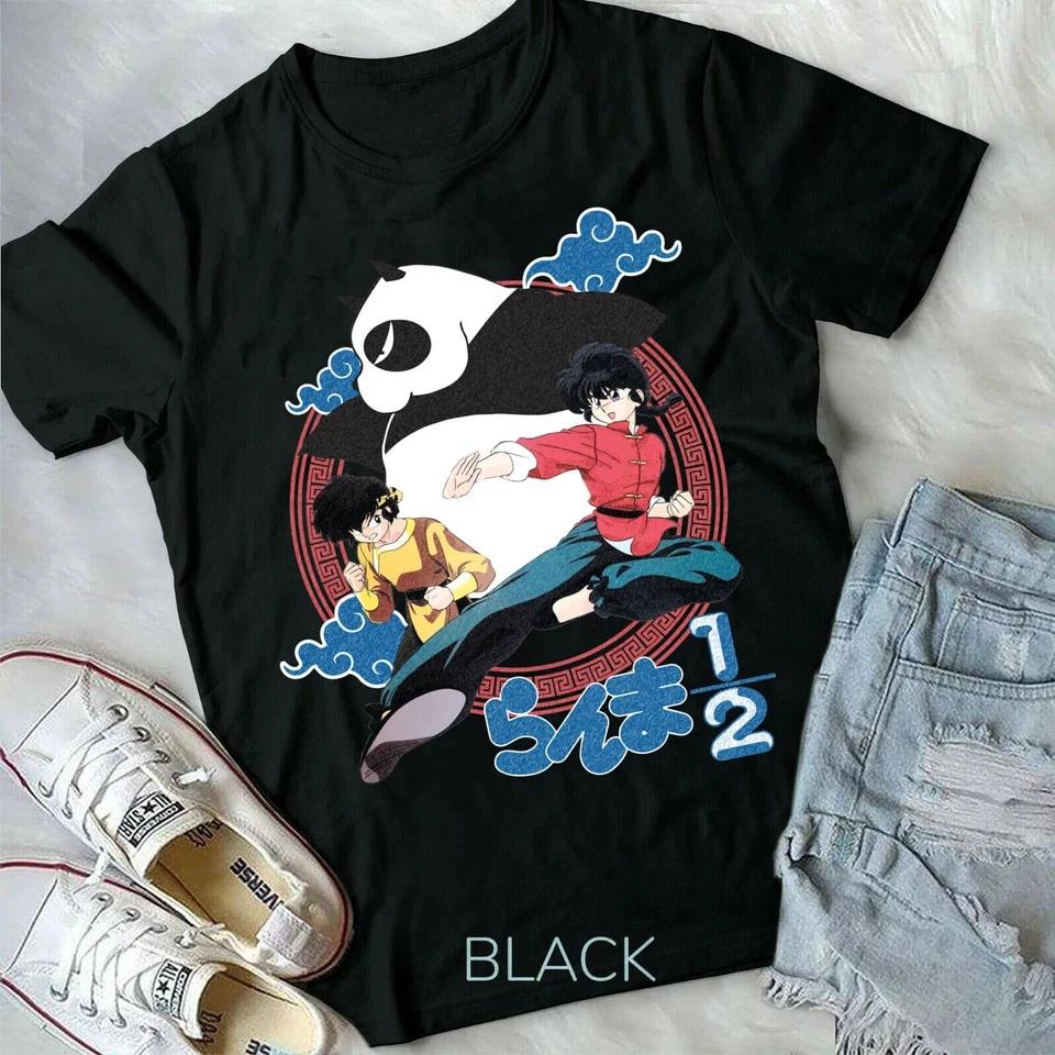 Ranma 12 NibunnoIchi Japanese New Top Best Anime Unisexga Unisex Tshirt Black