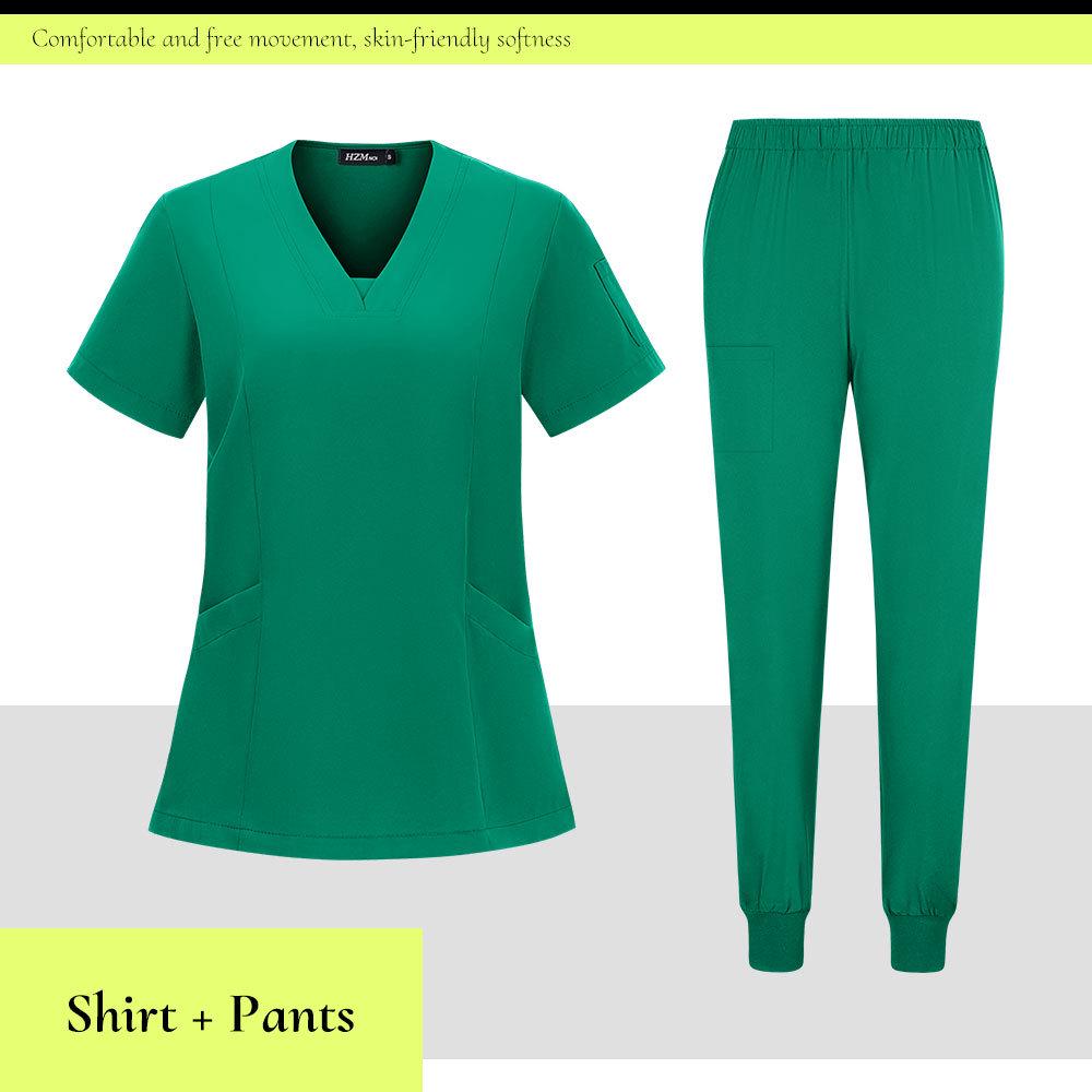 Детская больница Быстросохнущий костюм-скраб с V-образным вырезом - Комплект из двух предметов с коротким рукавом