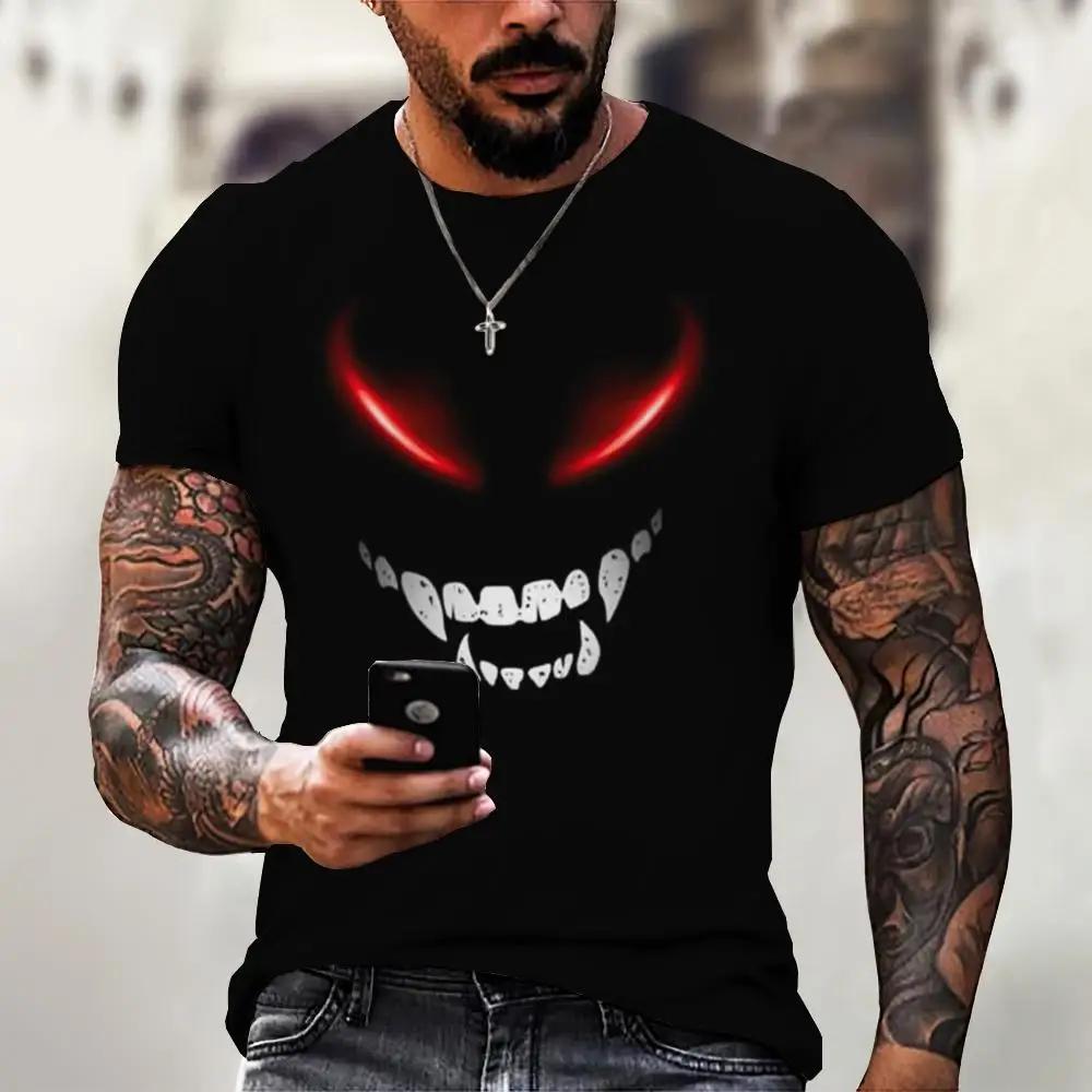 Футболка с графикой Devil, повседневные мужские футболки с короткими рукавами, летняя мужская одежда, свободная футболка для мужчин, топы большого размера, уличная одежда 5XL