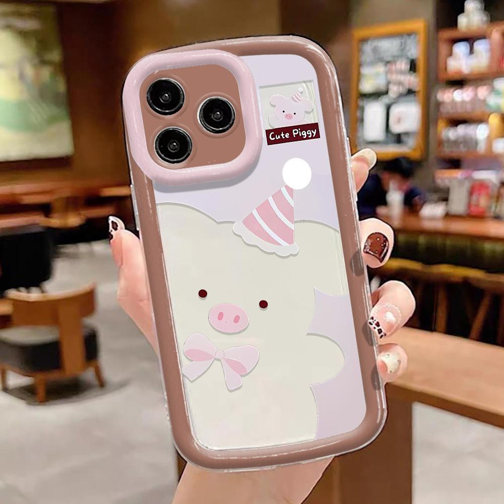 Забавный мультяшный розовый поросенок для чехла мобильного телефона iPhone17 14 Apple 13 всесторонний 12/15 простой 16 мягкий x