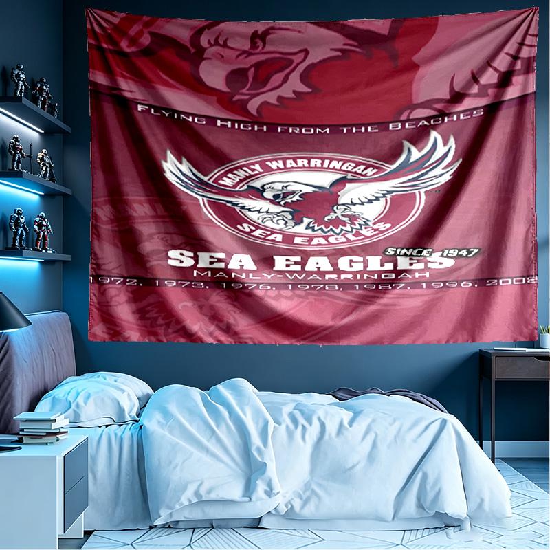 Manly Warringah Sea Eagles Print Tapestry, Lightweight Wall Hanging, for Bedroom, Dorm, Living Room, Home Art Decor, Birthday Christmas Gift for Frien