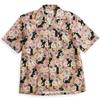 Quintet Aloha Черный кот Цветочный Животный Японский Цветочный Рубашка с коротким рукавом мужская, Принт, Рубашка с открытым воротником, Узор, Принт, Рукав, 11-70551 (L, Пион/Розовый)