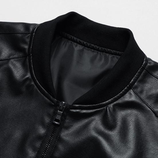 Мужская осенне-зимняя куртка Vinatge из гладкой искусственной кожи ветрозащитная плюс размер с воротником-стойкой сплошной цвет с длинным рукавом на молнии бомбер Motorcyle