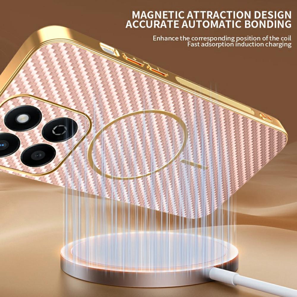 For Honor 200 Smart 5G/X7c 4G Phone Case Carbon Fiber Textured Electroplated TPU Back Cover