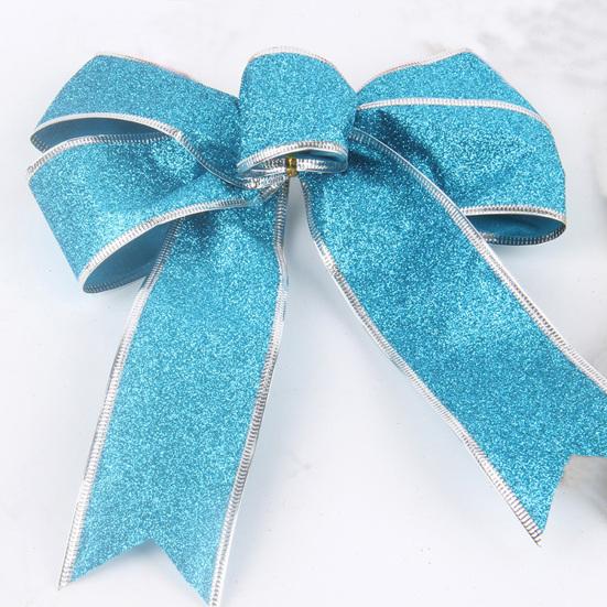 Frosted Shiny Wired Tied DIY Christmas Bow Xmas Tree Ribbon Bowknot Pendant Gift Box Decor Party Supplies