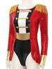 Womens Circus Ringmaster Cosplay Bodysuit Long Sleeve Allover Sequin Tail Jumpsuit Halloween Festival Costumes
