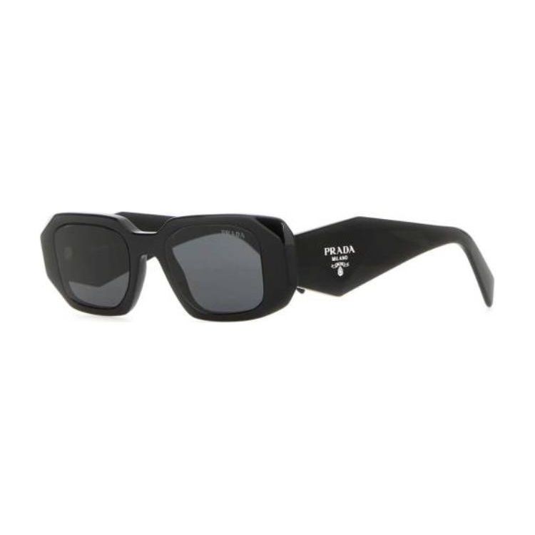 Prada Smooth Stylish Frame Logo Decorated Irregular Shape Sunglasses Women sunglasses Black SPR17WC049E1ABF05S0