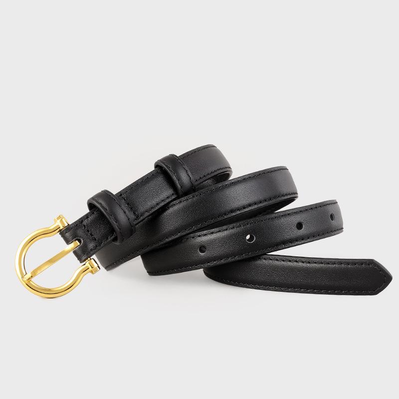 Women S Genuine Leather Belt With Gold Buckle Fashion Waist Strap