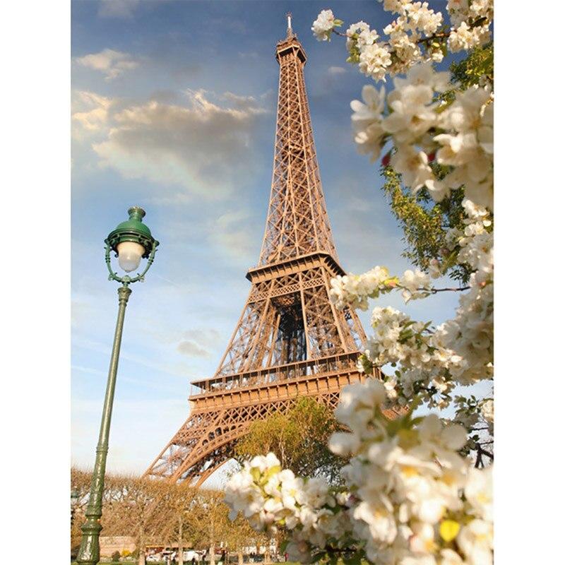 5D DIY Алмазная картина Пейзаж Вышивка крестиком Эйфелева башня Полный круглый дрель Алмазная художественная вышивка Распродажа Украшение дома