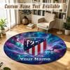 Round Rug Custom NameAtletico Madrid Pattern Non Slip Carpet Home Floor Decor